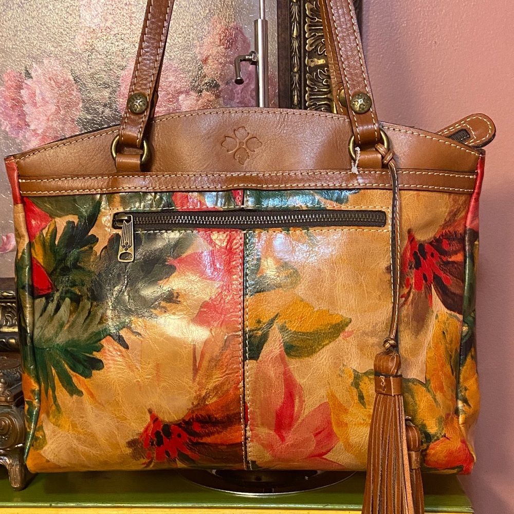 Patricia Nash Poppy Tote Bag & Cauchy Frame Wallet in Multi Floral Leather EUC